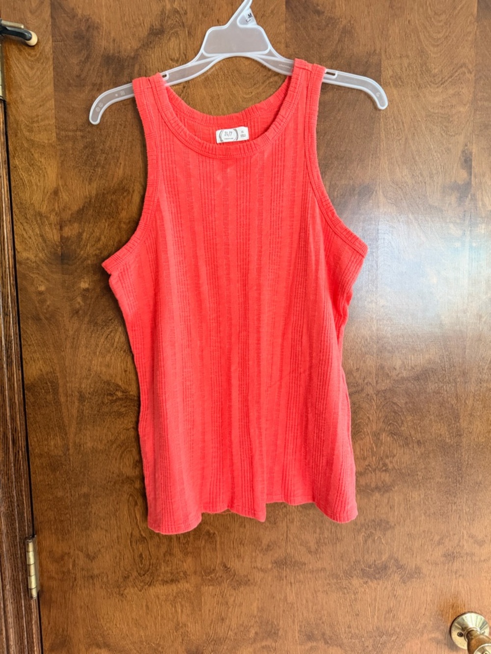 Maurices Coral Ribbed Tank with Racer Cut